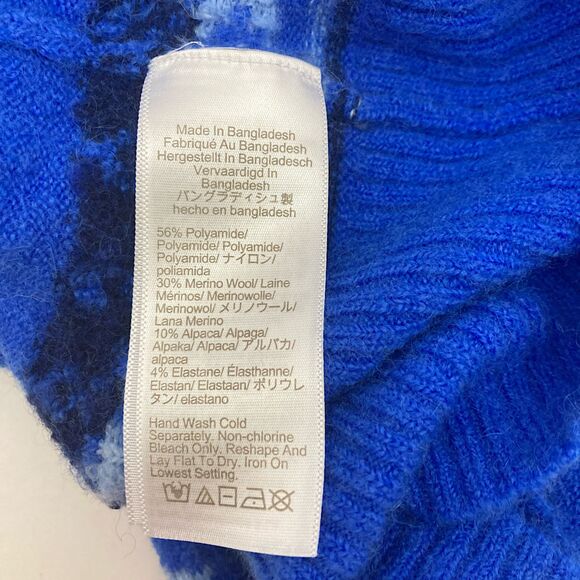 J.Crew Fair Isle Sweater XS Merino Wool Alpaca Blue Crewneck Long Sleeve - Picture 13 of 13